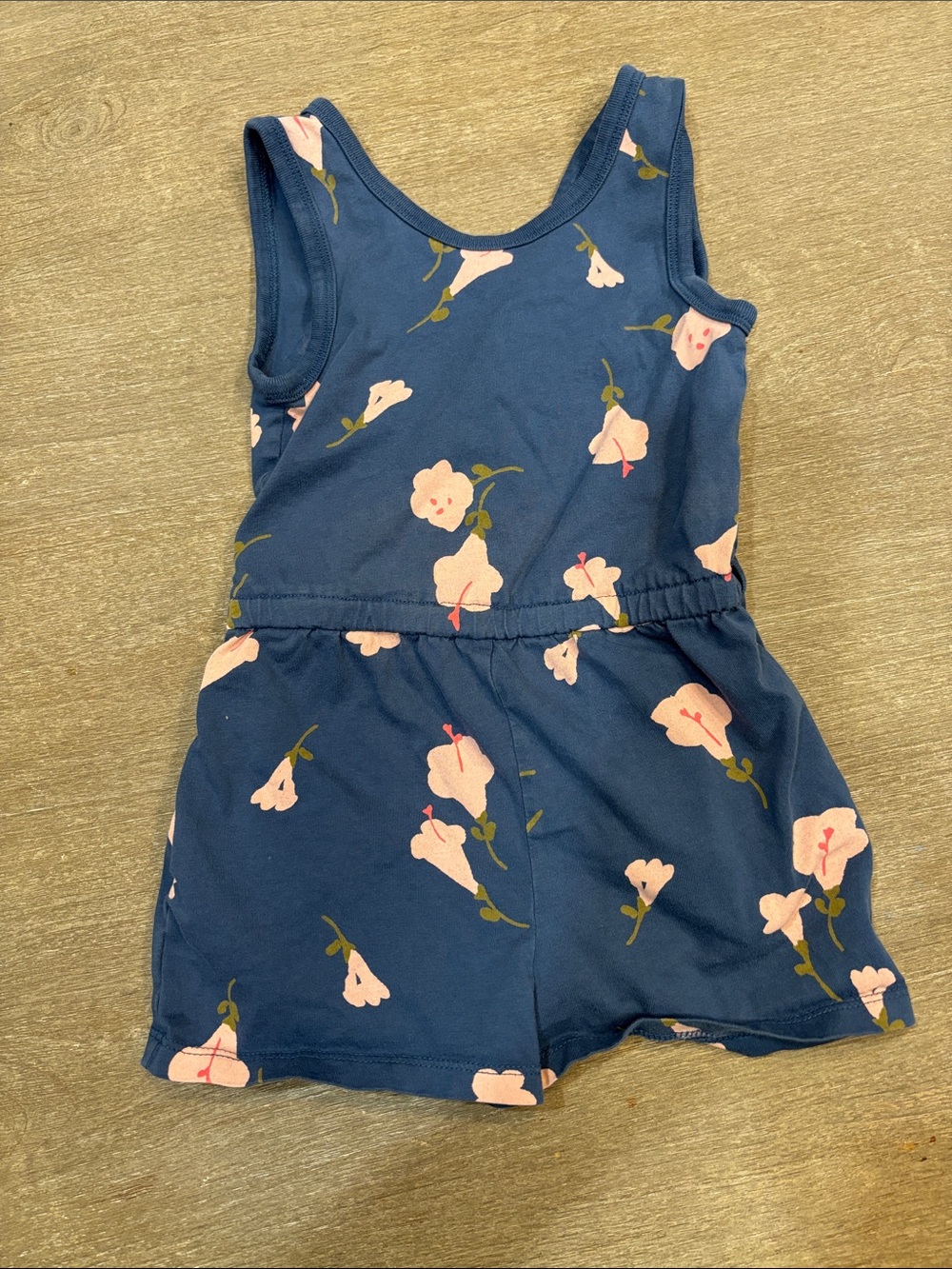 Girls Tea Navy Floral Sleeveless Cotton floral Romper Sz 5T